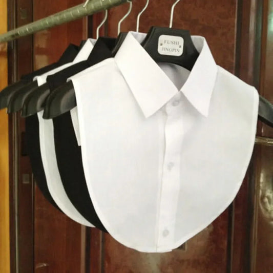 1Pcs Women Solid Color Shirt Cotton Lace Collars White & Black Blouse Spring Summer Vintage Detachable Clothes Shirt